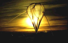 Sunrise behind stratospheric balloon